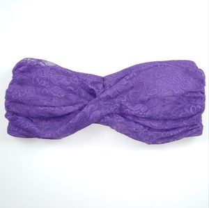 Floral Lace Bandeau Bra Womens L Summer Coquette Underwear Undergarment Tropical